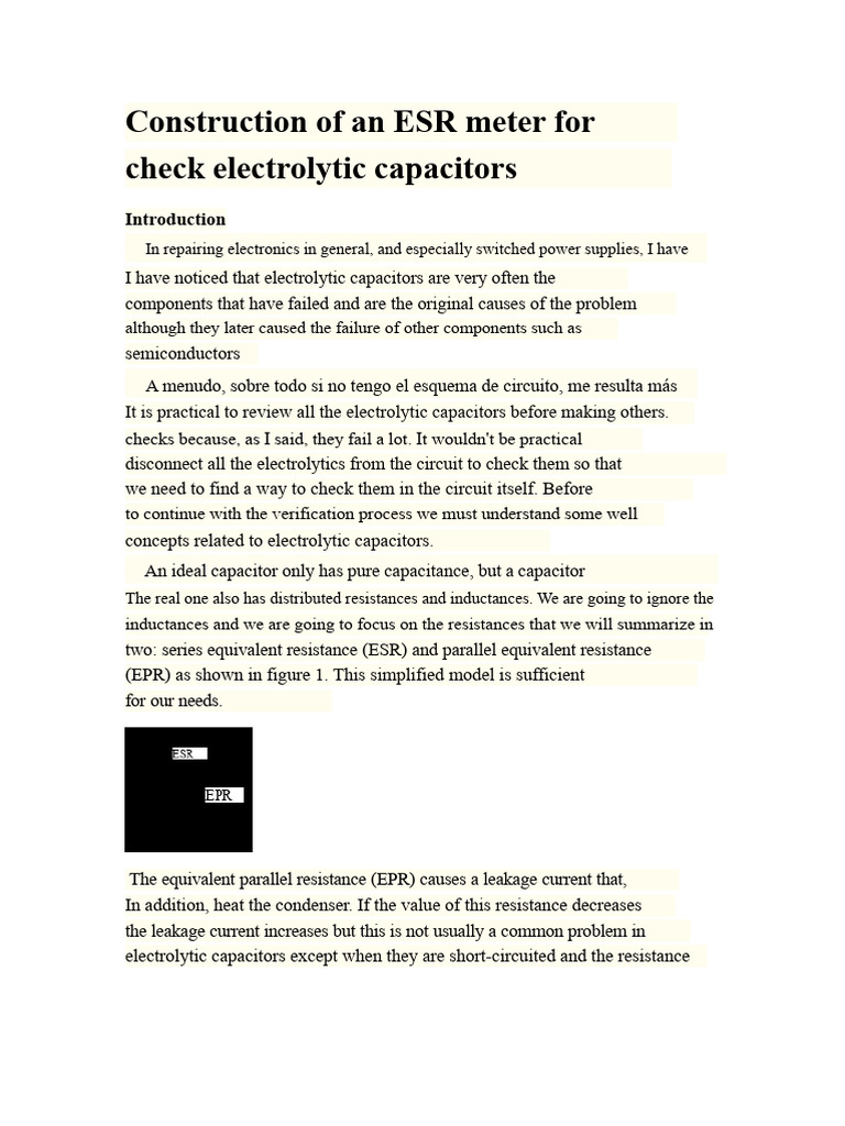 Build Your Own ESR Meter for Capacitors | PDF | Capacitor | Electrical ...