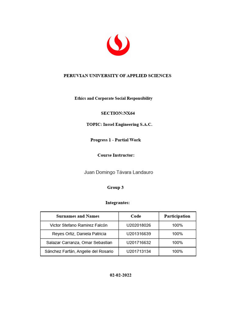 Partial Work of Ethics and Social Responsibility UPC | PDF | Value ...