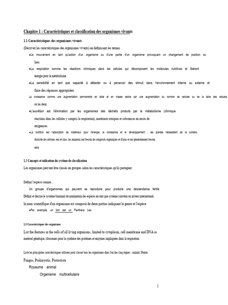 Caractéristiques et classification des organismes | PDF | Enzyme ...