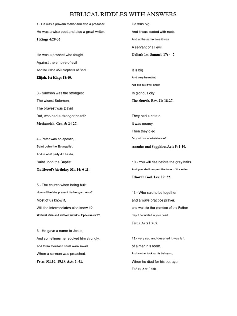 Riddles Questions and War Games | PDF | Jesus | Acts Of The Apostles
