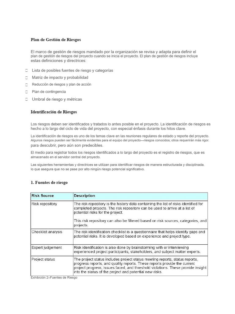 Plan de Gestión de Riesgos | PDF | Riesgo | Probabilidad