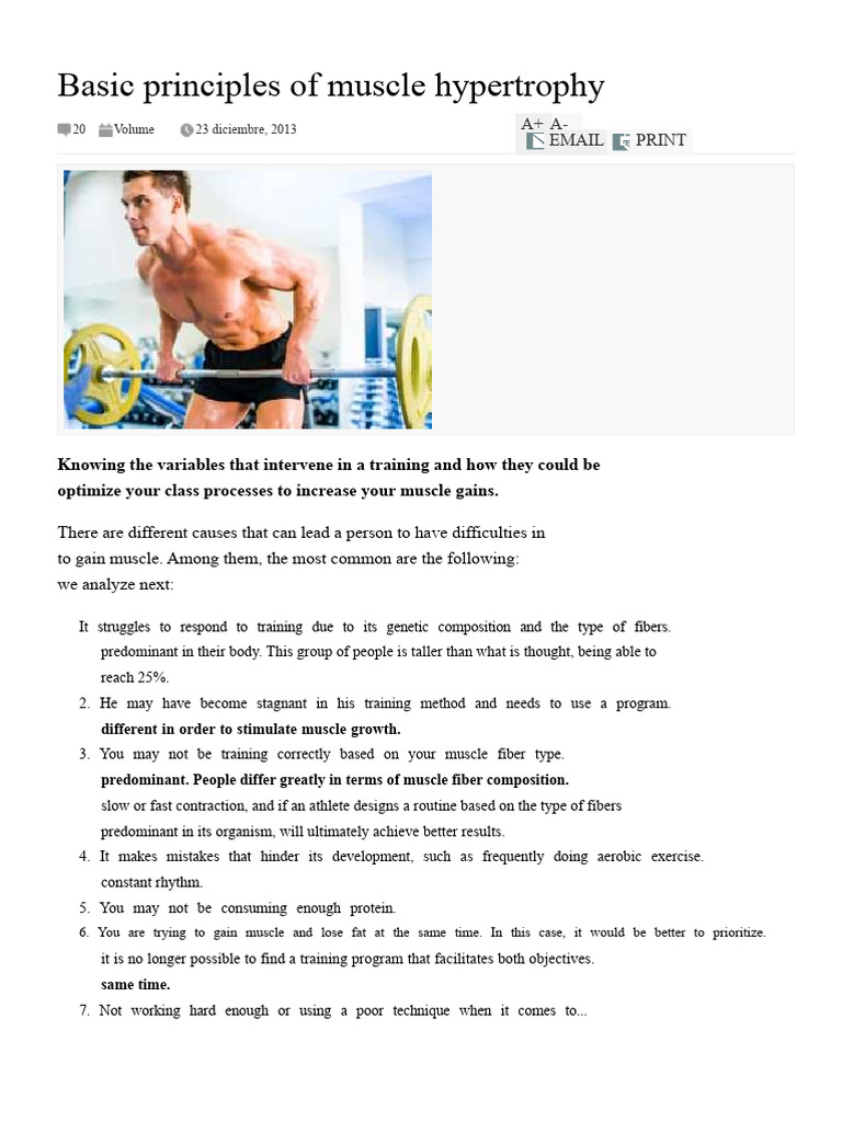 Basic principles of muscle hypertrophy | PDF | Strength Training ...