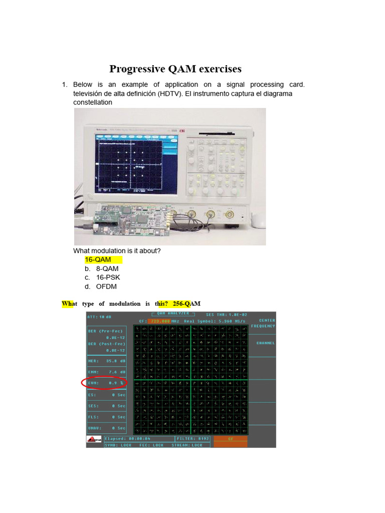 Progressive QAM Modulation Exercises | PDF | Data Transmission ...