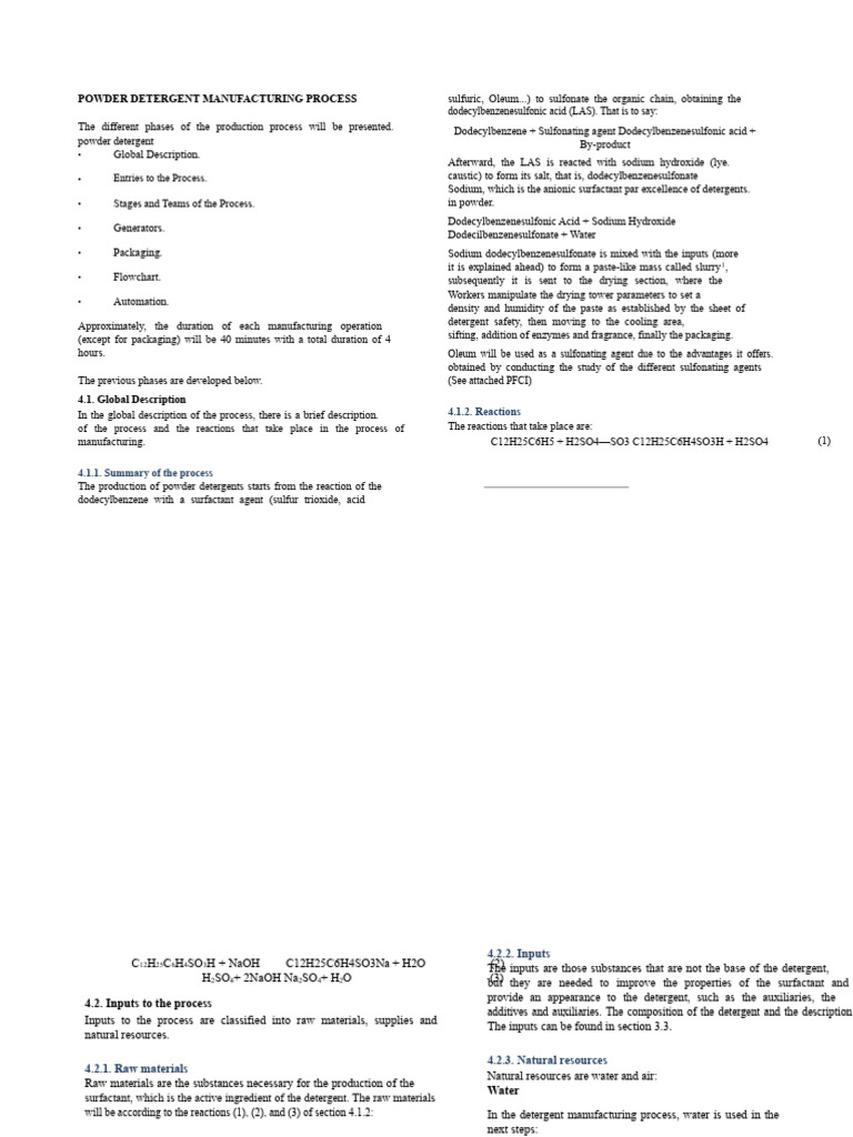 Powder Detergent Production Process | PDF | Sodium Hydroxide | Chemical ...