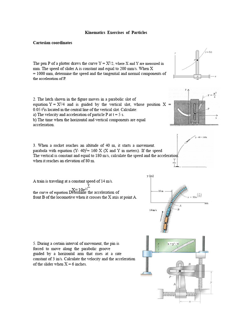 Kinematics Exercises for Particle Motion | PDF | Acceleration | Kinematics