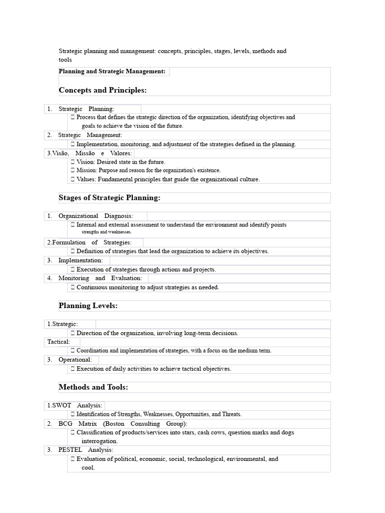 Strategic Planning and Management Guide | PDF | Project Management | Goal