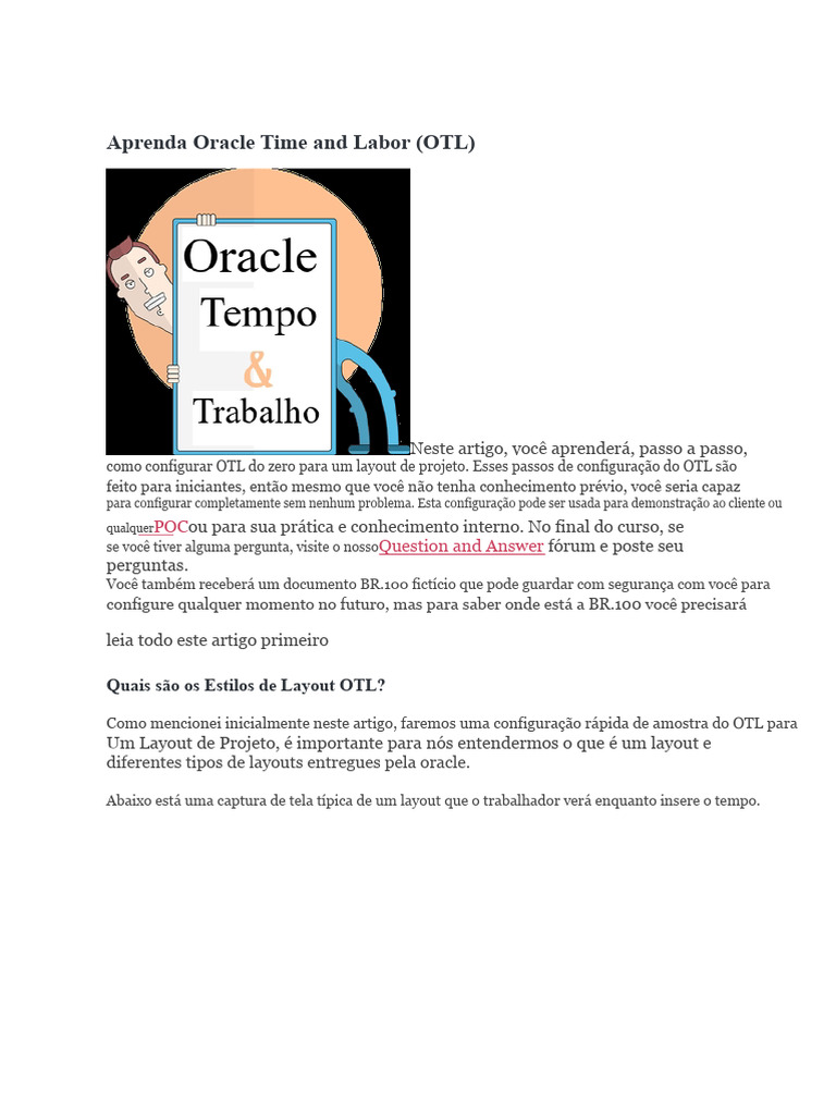 Configuração do Oracle Time and Labor | PDF | Tempo | Software de aplicação