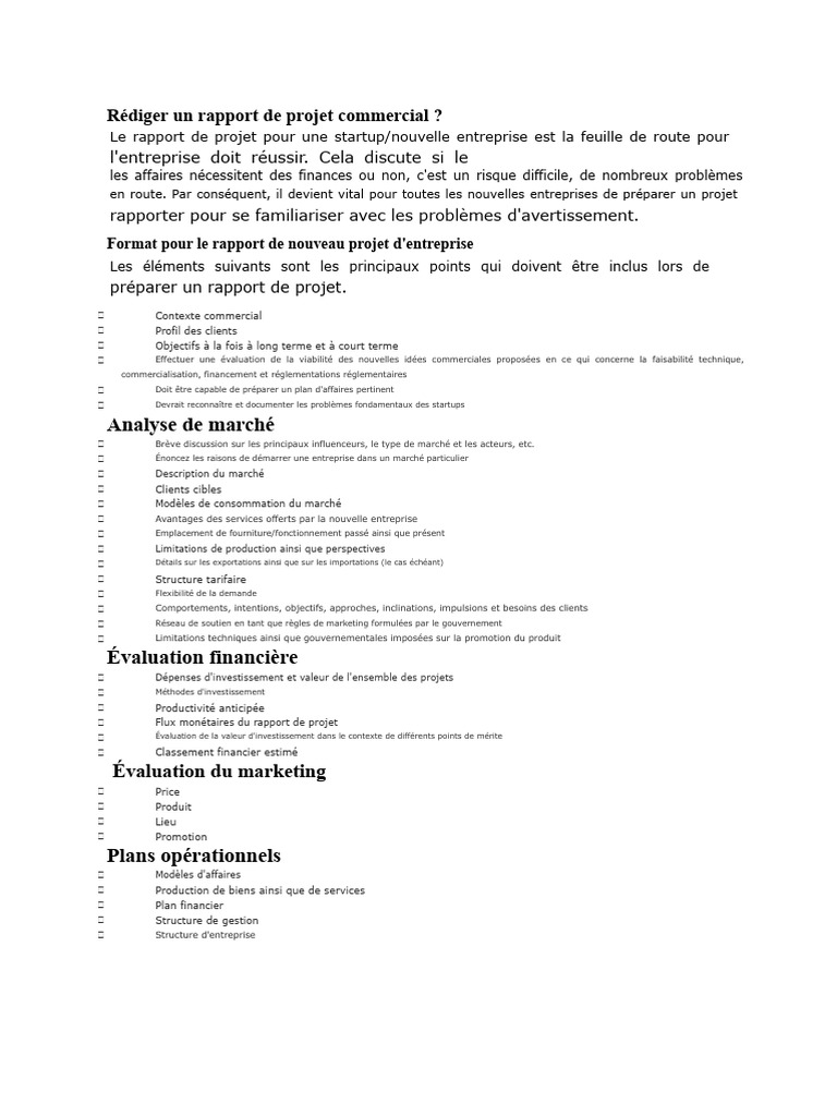 Guide de rédaction d'un rapport de projet | PDF | Banques | Plan d'affaires