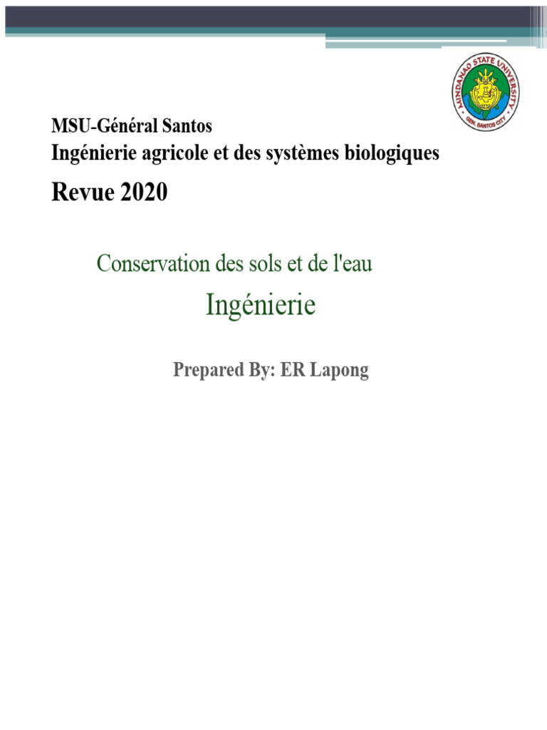 Conservation des sols et gestion de l'eau | PDF | Sol (pédologie) | Lac ...