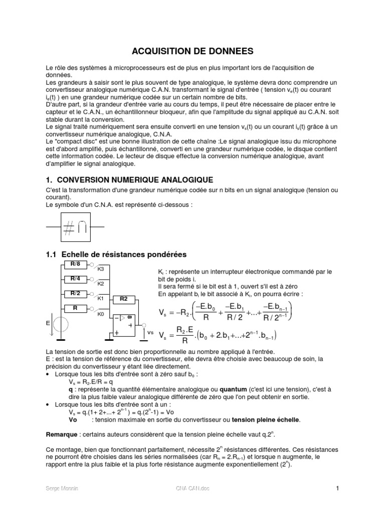 Cna Can Donnees Numeriques Analogique