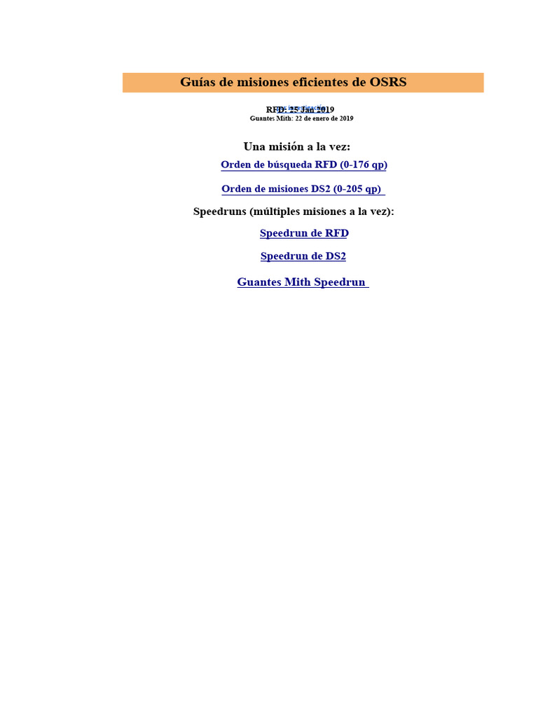Guía de Misiones Eficientes en OSRS | PDF