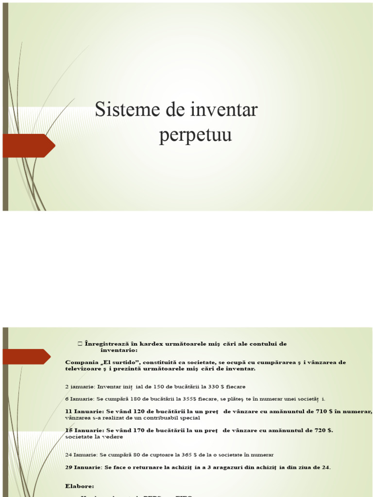 Sisteme de Inventar Perpetuu Și Periodic | PDF