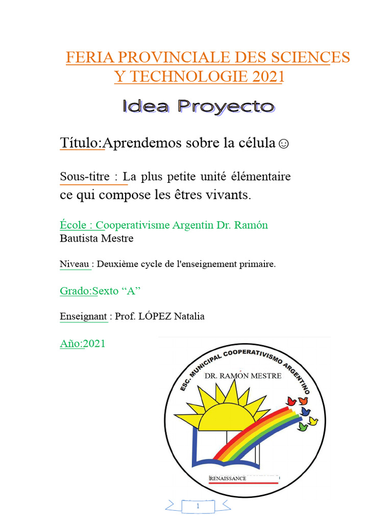 Projet sur la cellule en classe primaire | PDF | Science | Apprentissage