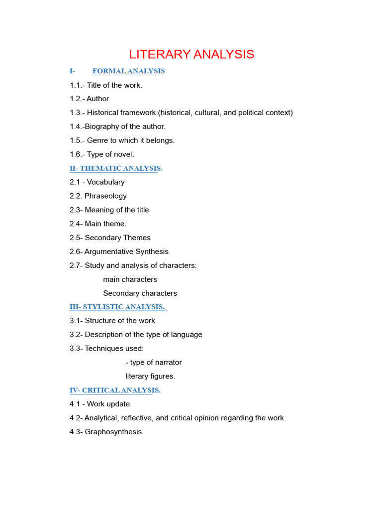 Comprehensive Literary Analysis Guide | PDF