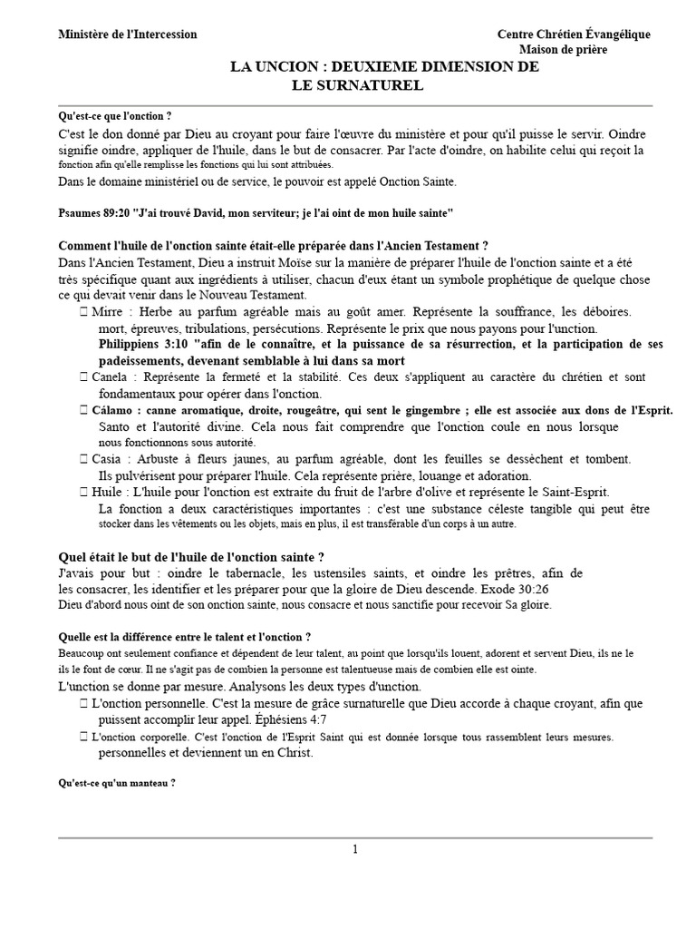 Comprendre l'Onction dans le Ministère | PDF | Onction