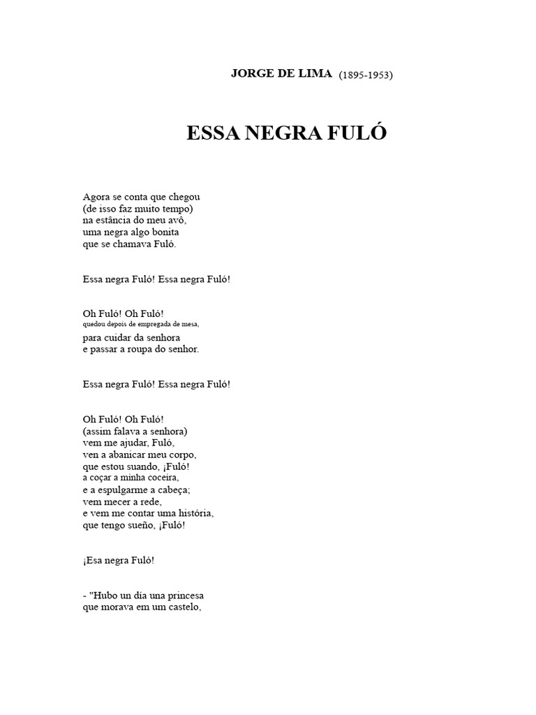 Jorge de Lima Essa Negra Fulo | PDF