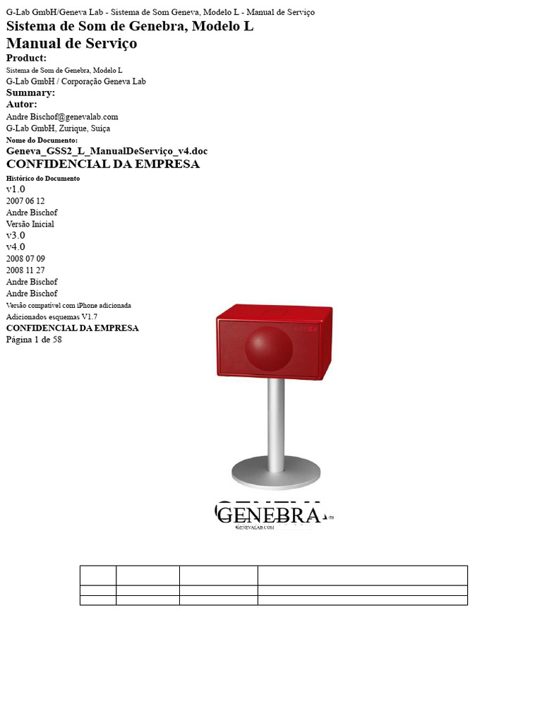 Manual de Serviço Geneva - GSS2 | PDF | iPod | Conector elétrico