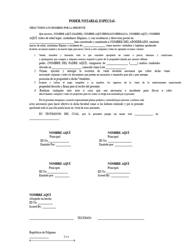 Poder Notarial Especial para Venta de Propiedad | PDF