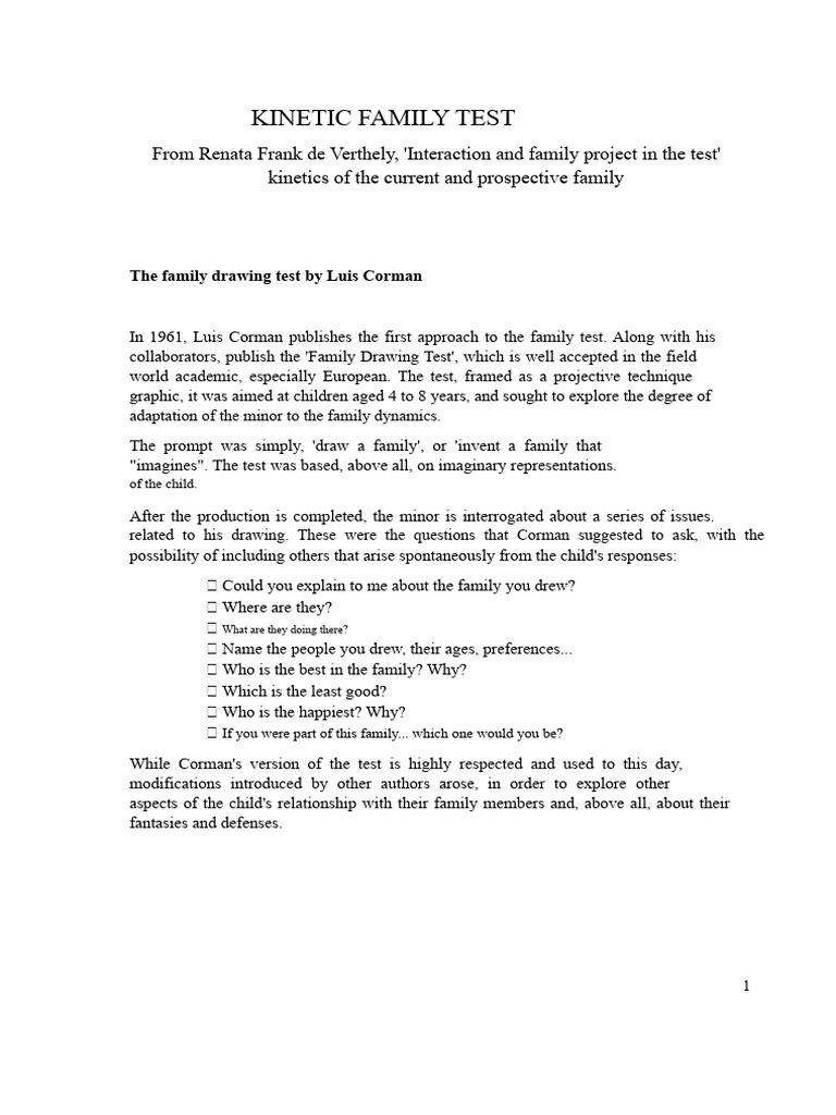 Kinetic Family Drawing Test Overview | PDF | Family | Communication