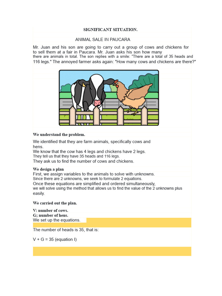 Cows and Chickens Problem Solved | PDF