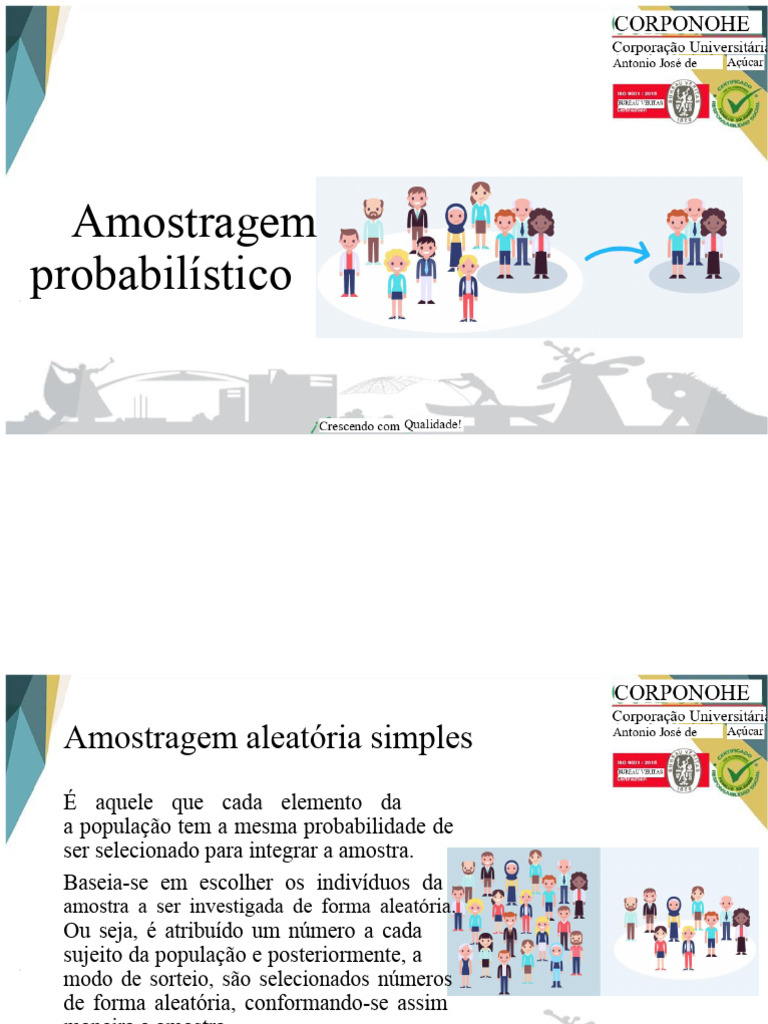 Tipos de Amostragem Probabilística e Não Probabilística | PDF ...