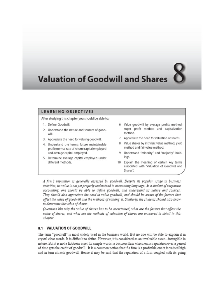 Valuing Goodwill and Shares in Accounting | PDF | Goodwill (Accounting ...