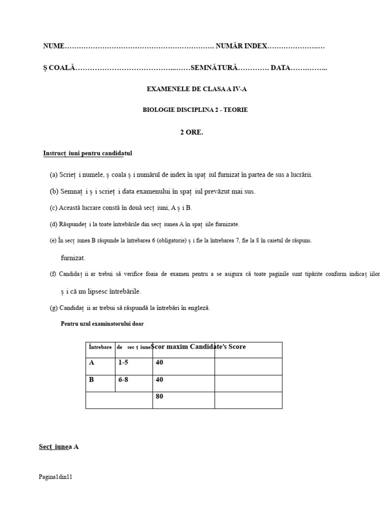 Biologie Form 4 - Paper 2 - Cerere de Întrebare | PDF