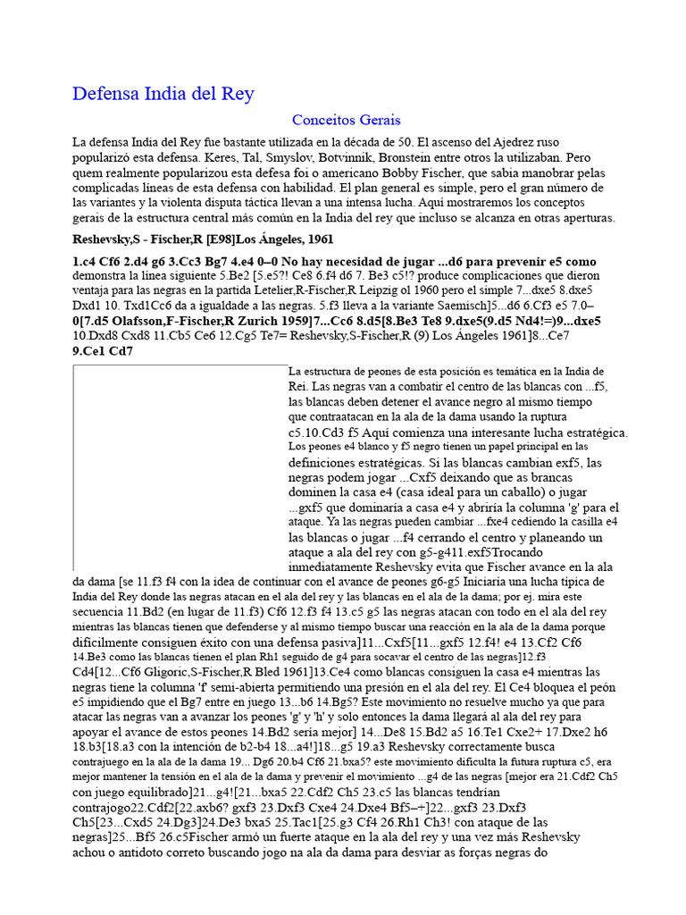 Defensa India Del Rey | PDF | Juegos de estrategia abstractos ...