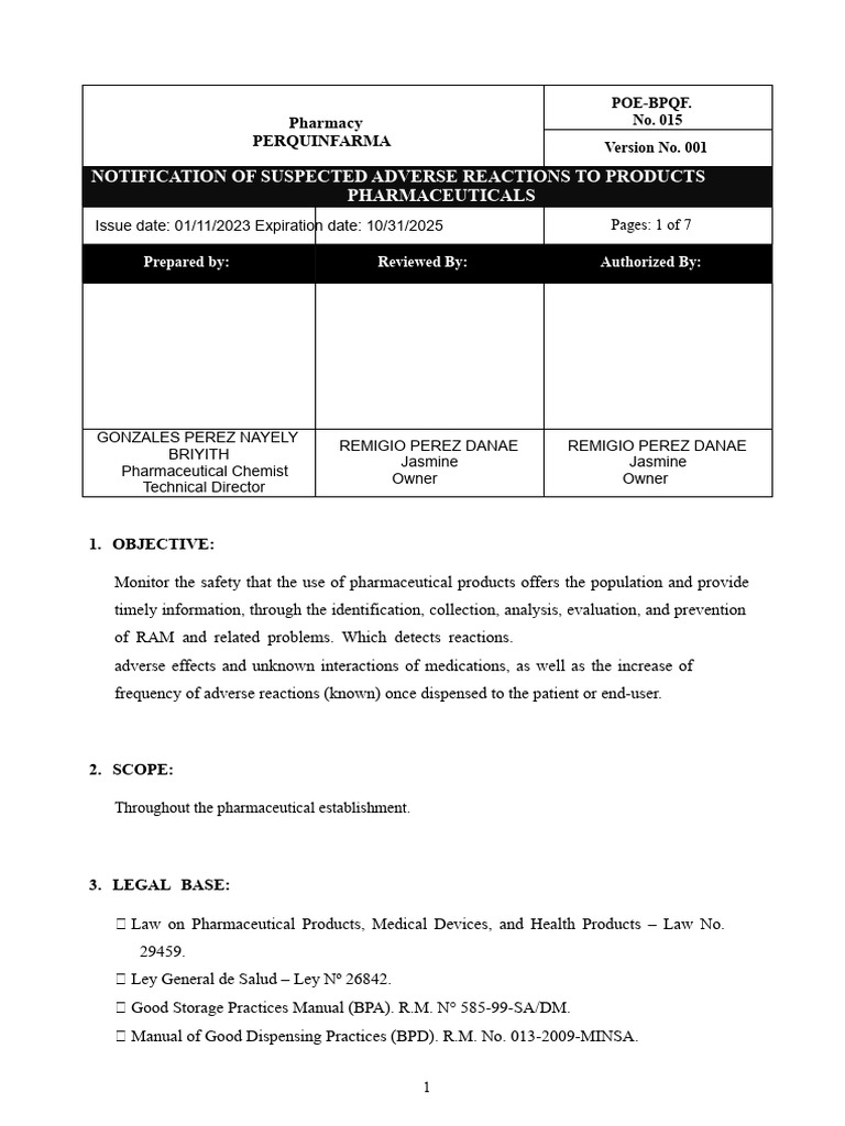 Adverse Reaction Notification Procedure | PDF | Pharmacovigilance ...