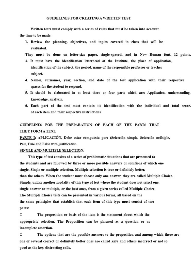Written Test Creation Guidelines | PDF | Multiple Choice