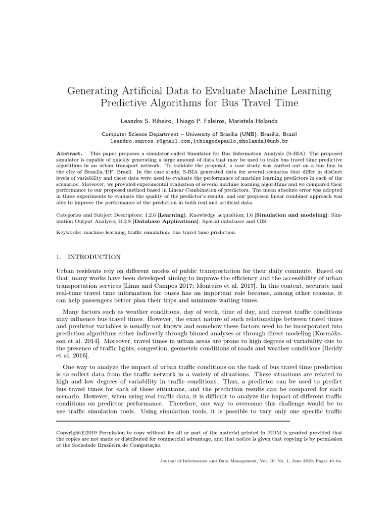 Generating Artificial Data To Evaluate Machine Learning Predictive ...