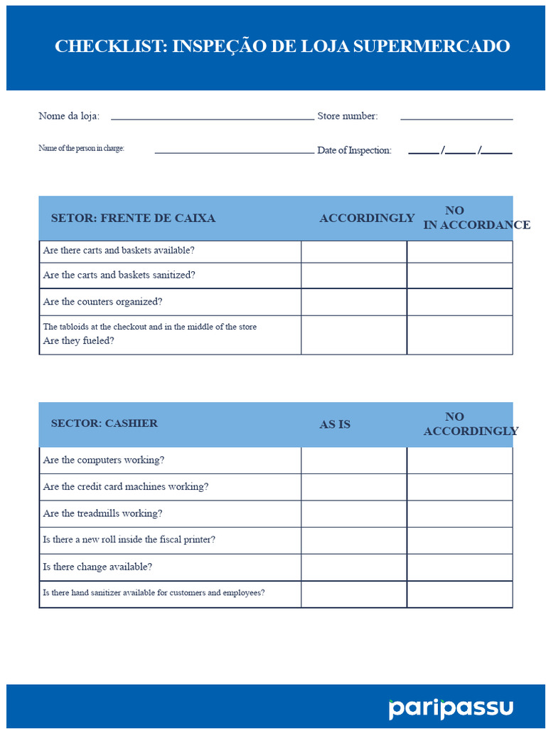 Supermarket Inspection Checklist Guide | PDF | Supermarket | Point Of Sale