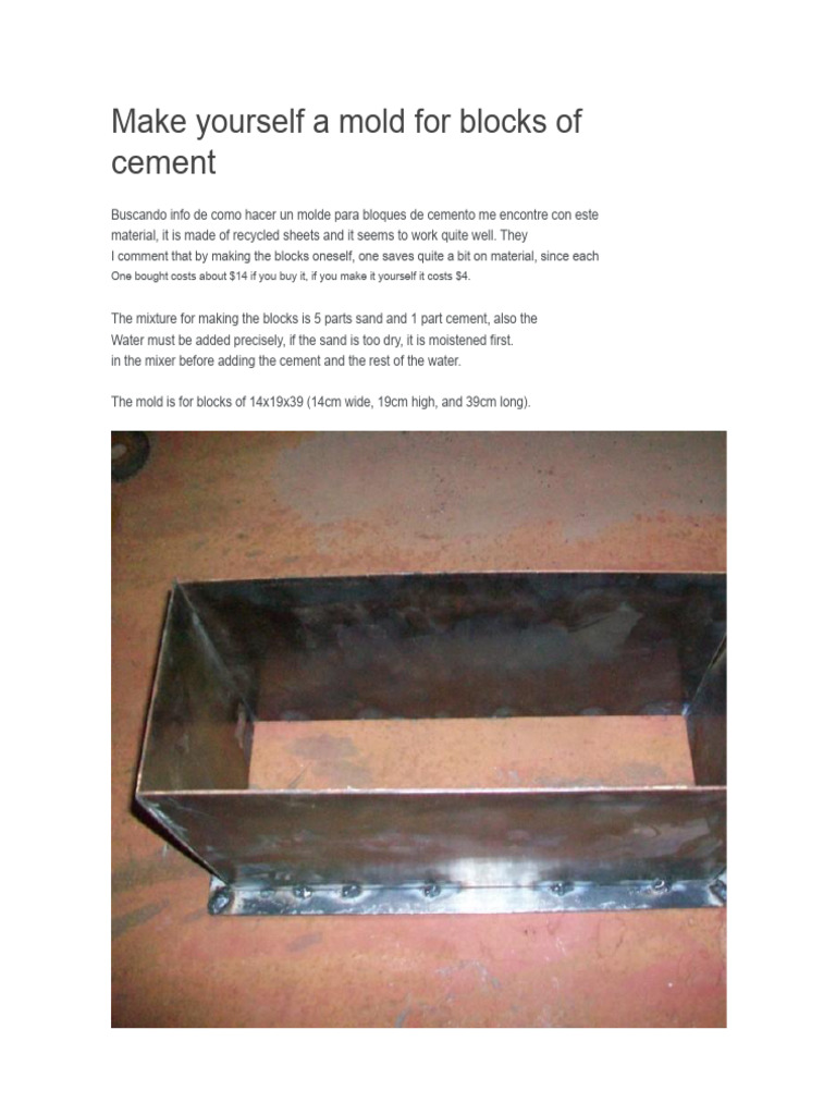 DIY Cement Block Mold Instructions | PDF | Concrete | Welding