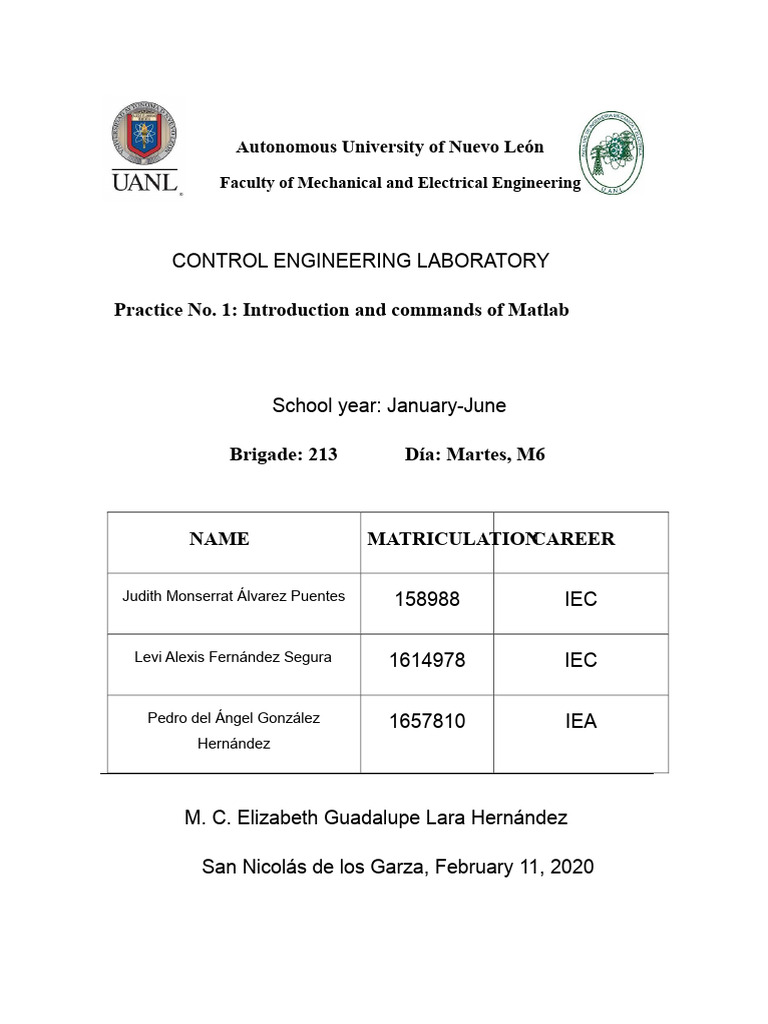MATLAB Basics for Control Engineering | PDF | Matrix (Mathematics ...