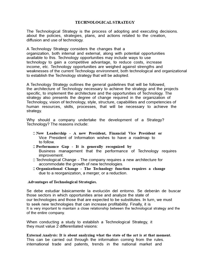 Comprehensive Guide to Technology Strategy | PDF | Competitive ...
