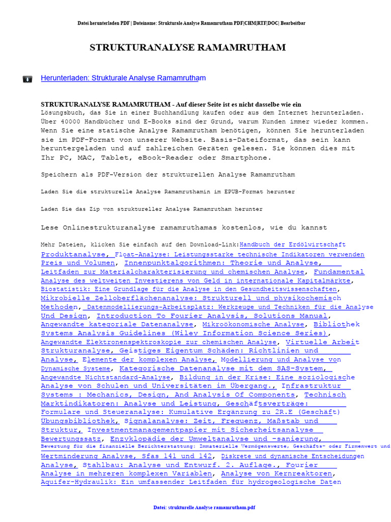 Strukturanalyse Ramamrutham | PDF