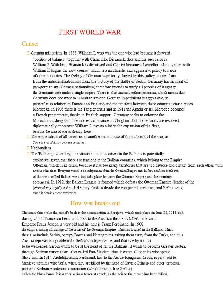 Causes of the First World War Explained | PDF | Military