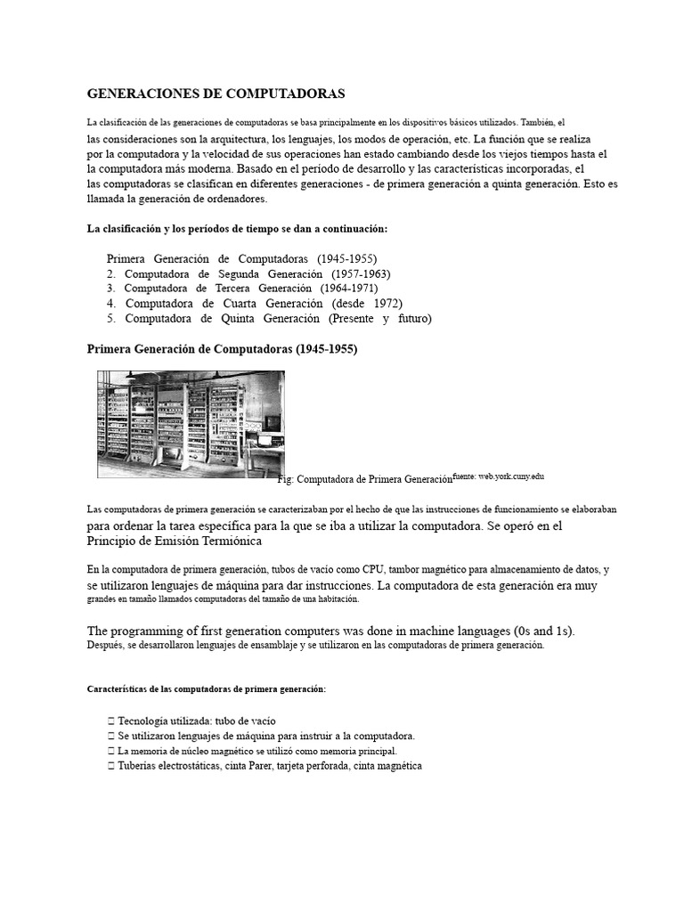 Generaciones de Computadoras | PDF | Circuito integrado ...
