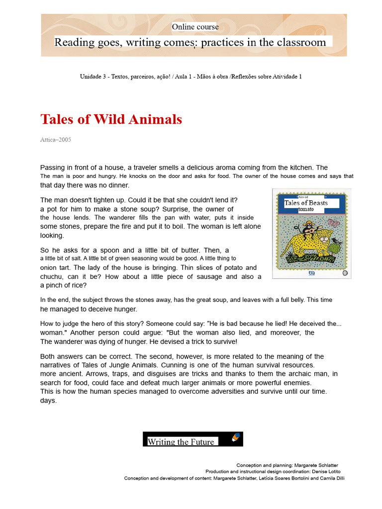 U3A1ATV1stories of Wild Animals PDF | PDF | Morality