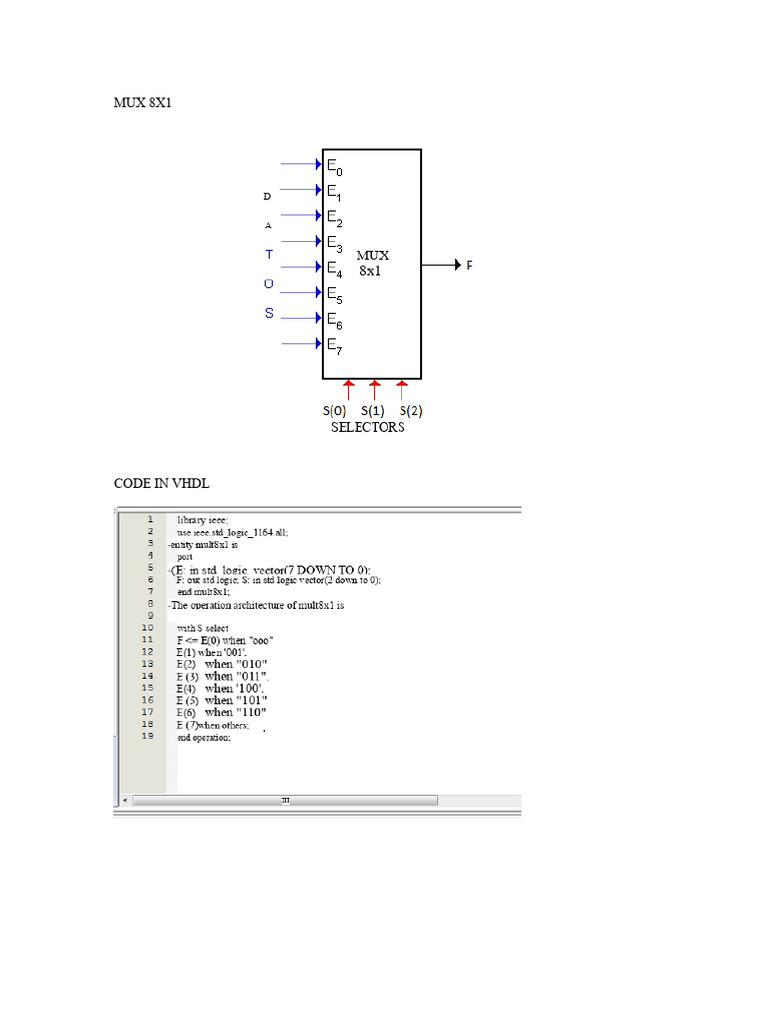 VHDL Code for 8x1 Multiplexer | PDF