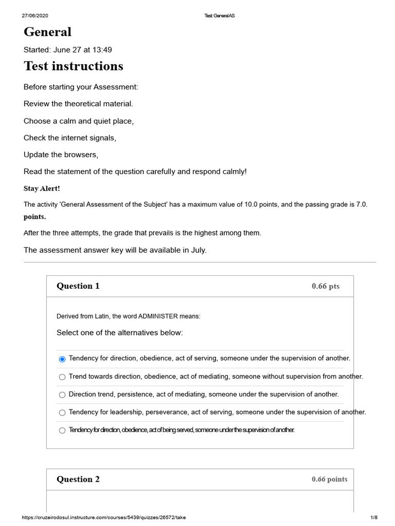 General Assessment Test Instructions | PDF | Socrates | Liberal Arts ...
