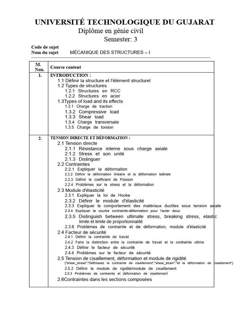 Mécanique des Structures - Génie Civil | PDF | Élasticité (Physique ...