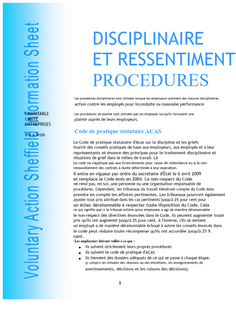 Procédures disciplinaires et griefs au travail | PDF | Travail | Justice