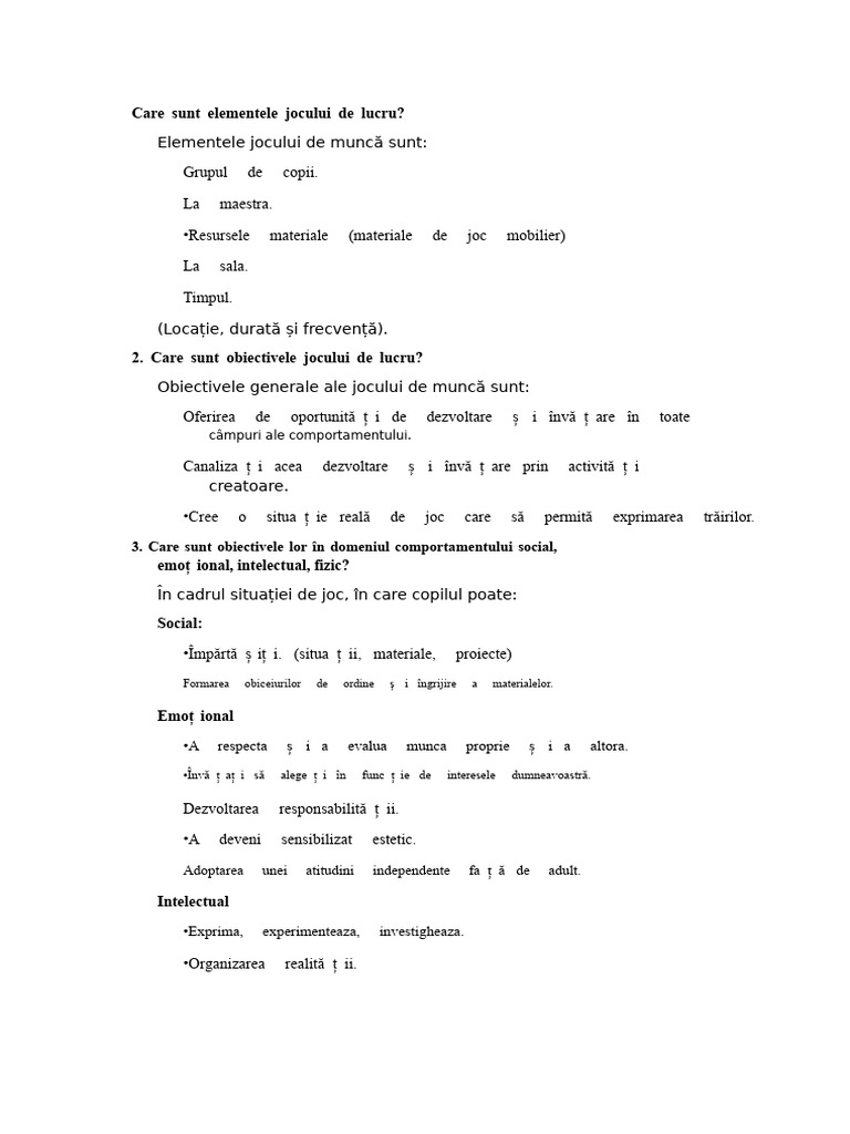 Care Sunt Elementele Jocului de Muncă? | PDF