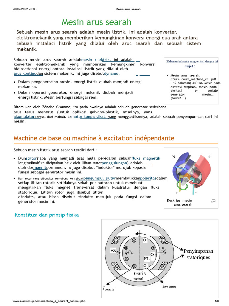 Mesin Arus Searah: Prinsip dan Fungsi | PDF