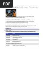 Códigos de Need for Speed Underground 2 | PDF | Juegos de consolas ...