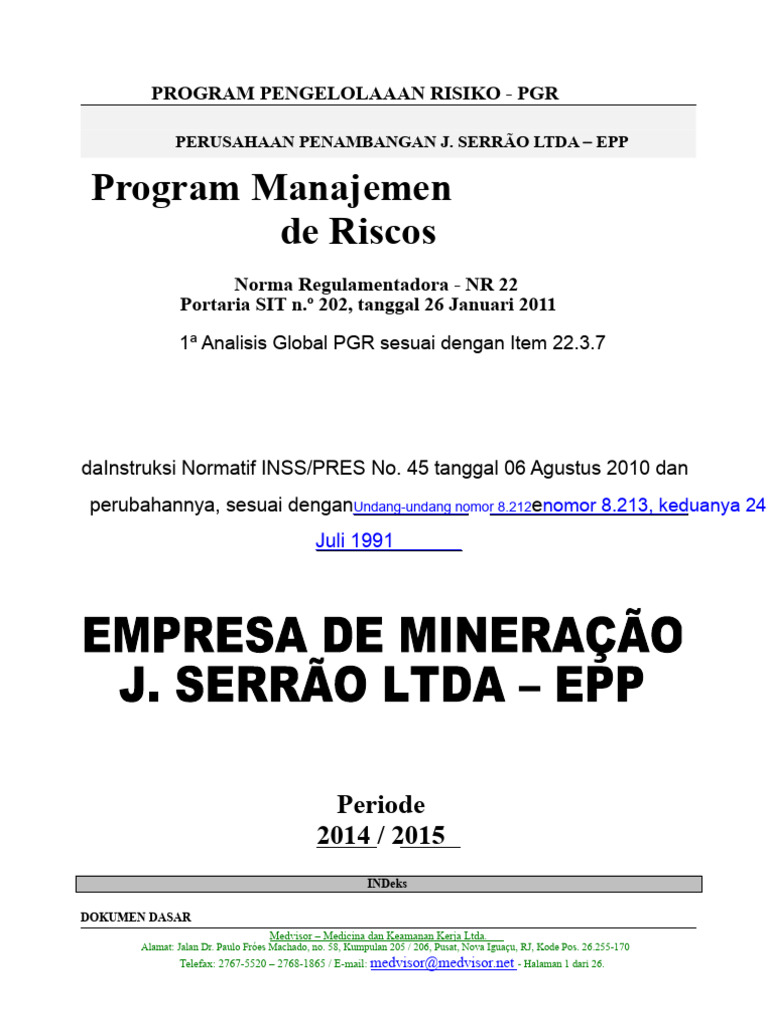 Program Manajemen Risiko Pertambangan | PDF