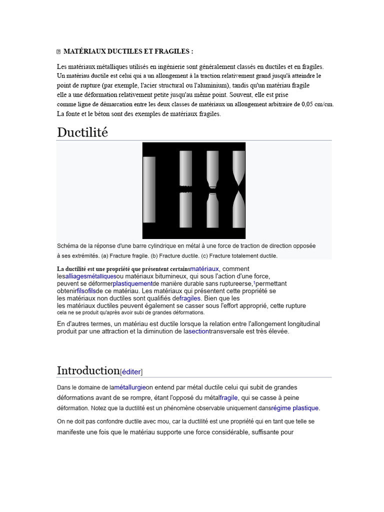 Ductilité et fragilité des matériaux métalliques | PDF | Fragilité ...