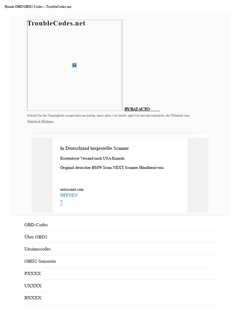 Honda OBD Und OBD2 Codes | PDF