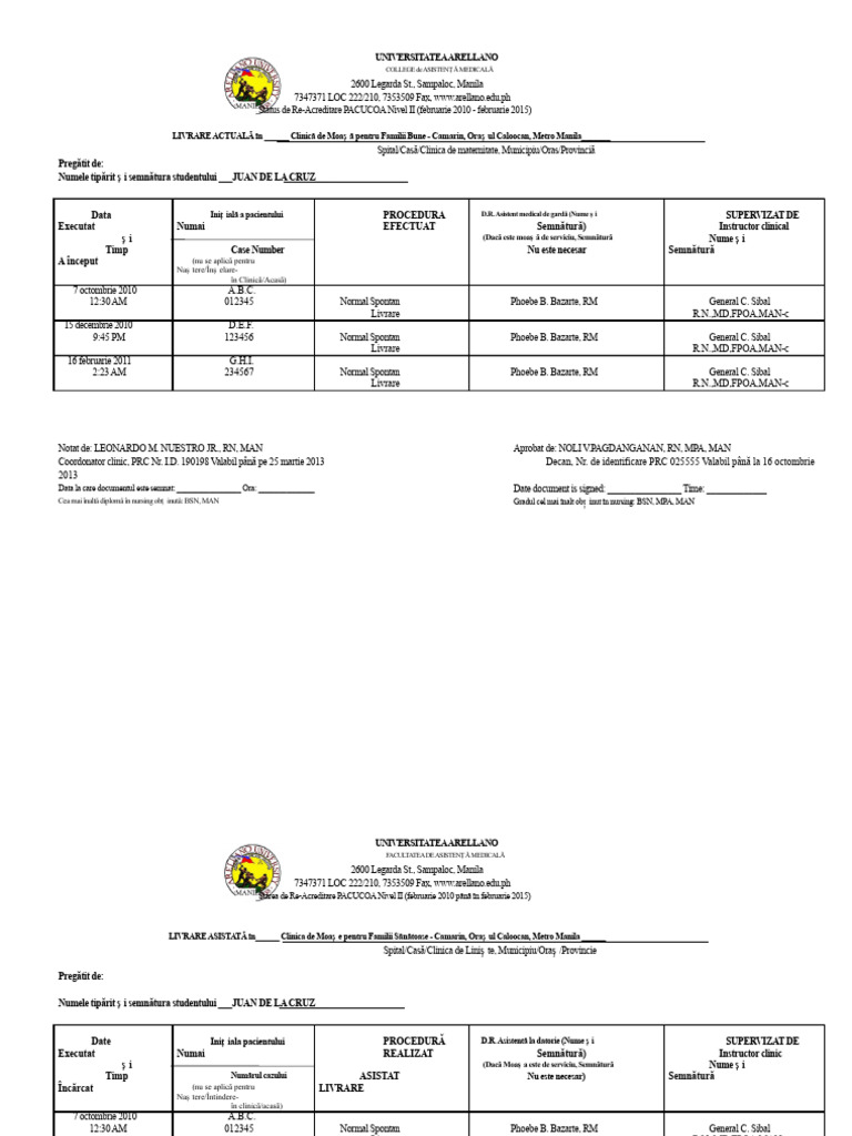 Wfmc-Camarin Sample - DR Actual - Assist.cordcare PRC Forms | PDF